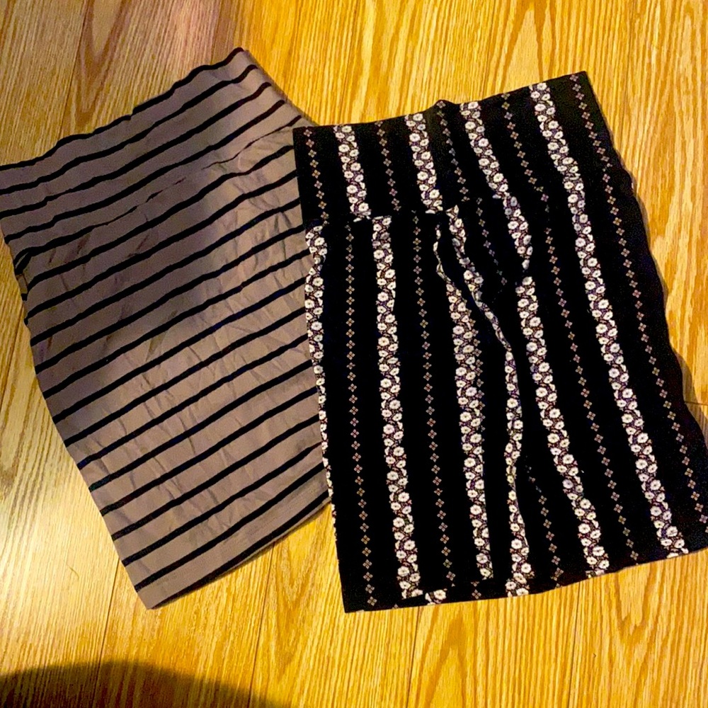 Stripped and floral skirts